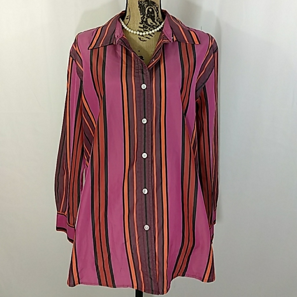 Isaac Mizrah Sz XL hot pink long sleeve blouse